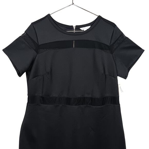 JCP Boutique+ Dress Size 1X Black With Mesh Panels Short Sleeve Zippered NWT - Picture 2 of 10
